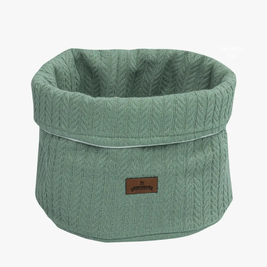 Aufbewahrungskorb Ilvy im Zopfstrickmuster, jadegrün, 22x22 cm