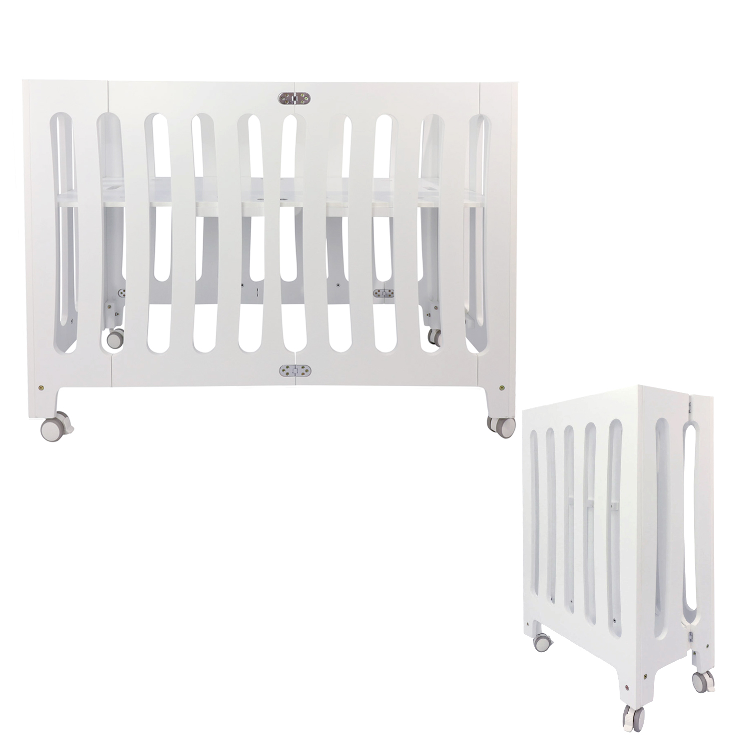 Mobiles Babybett Henry mit Rollen, 60x120 cm, Holz, weiß