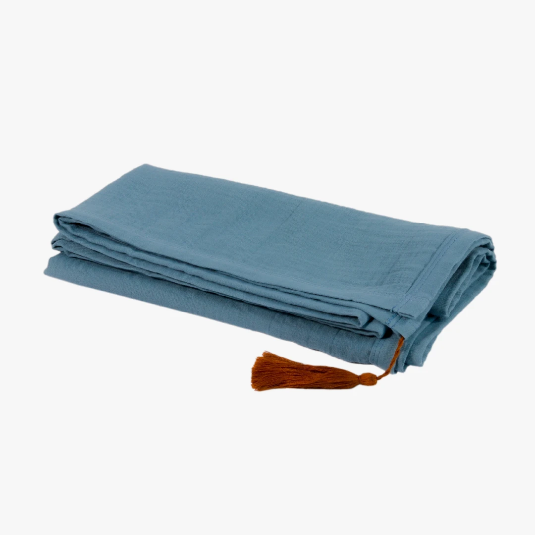 Babydecke Astrid, Musselin, petrol, 120x120 cm