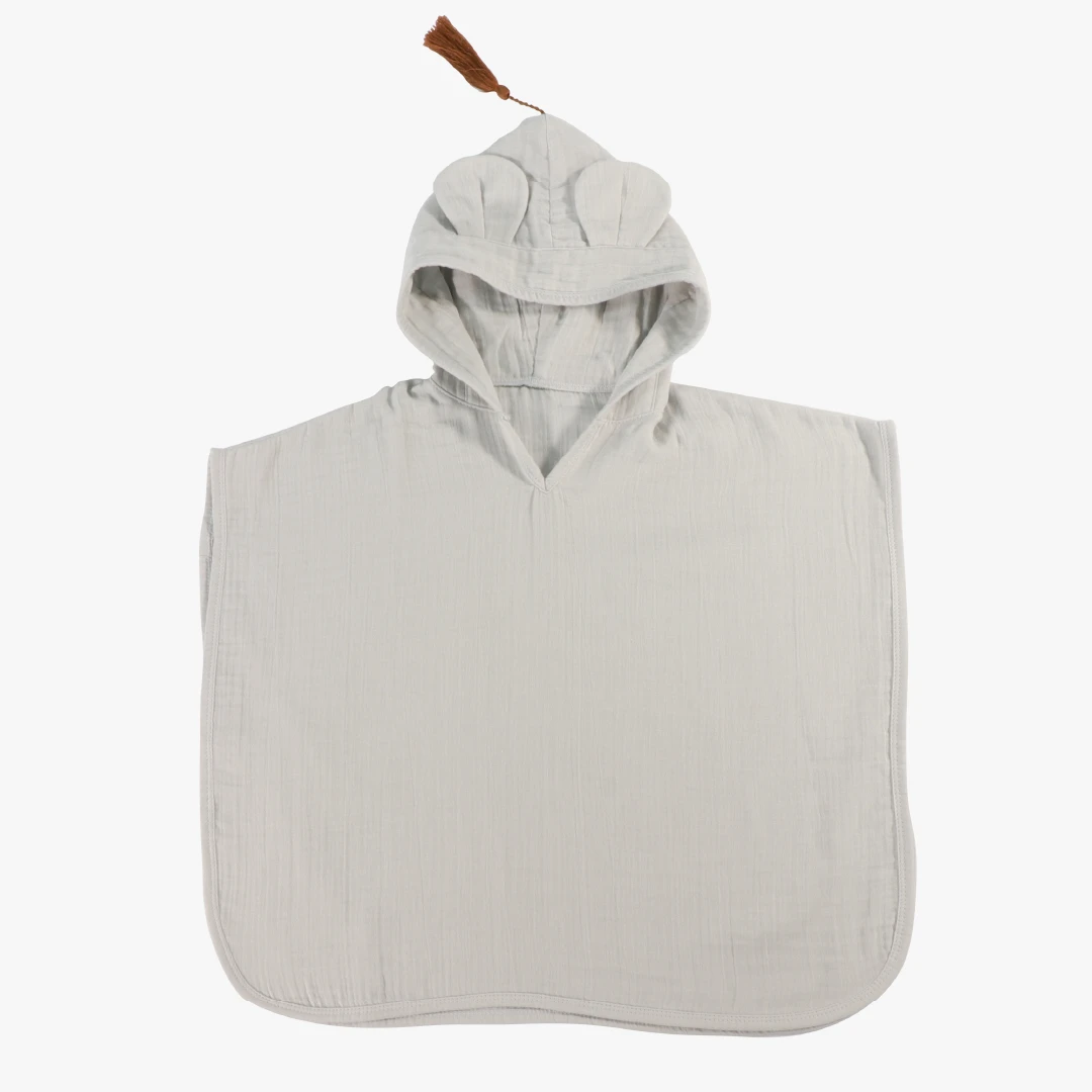 Badeponcho Emma, Musselin, grau, 55x76 cm