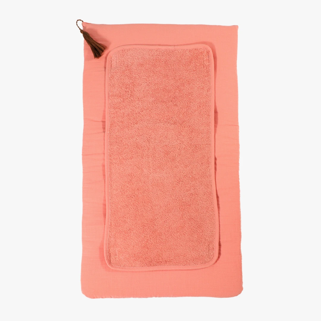 Wickelbrettauflage Sanna, Musselin, koralle, 42x76 cm