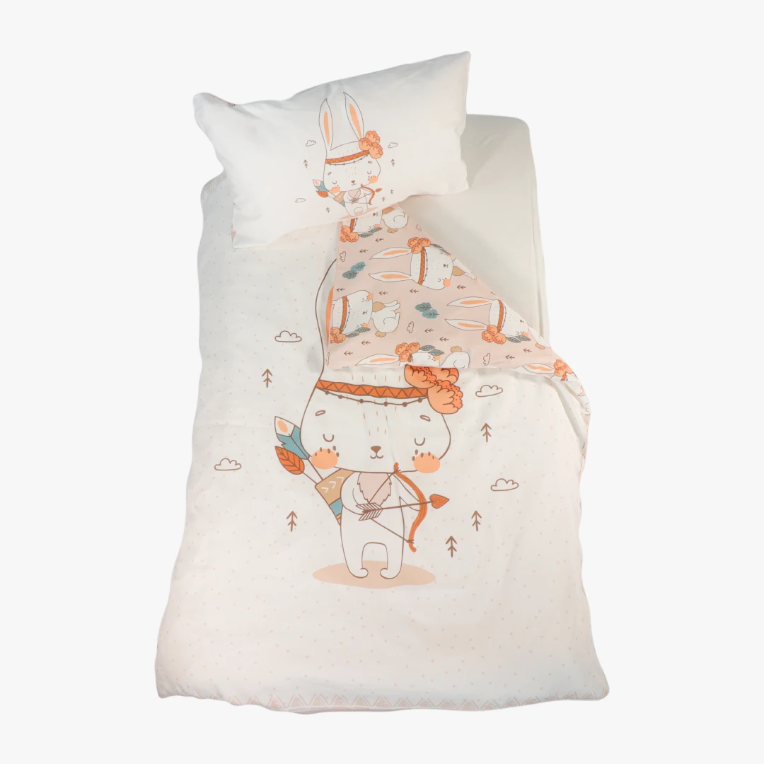 Kinderbettwäsche-Set Daina, weiß/beige, 100x135 cm